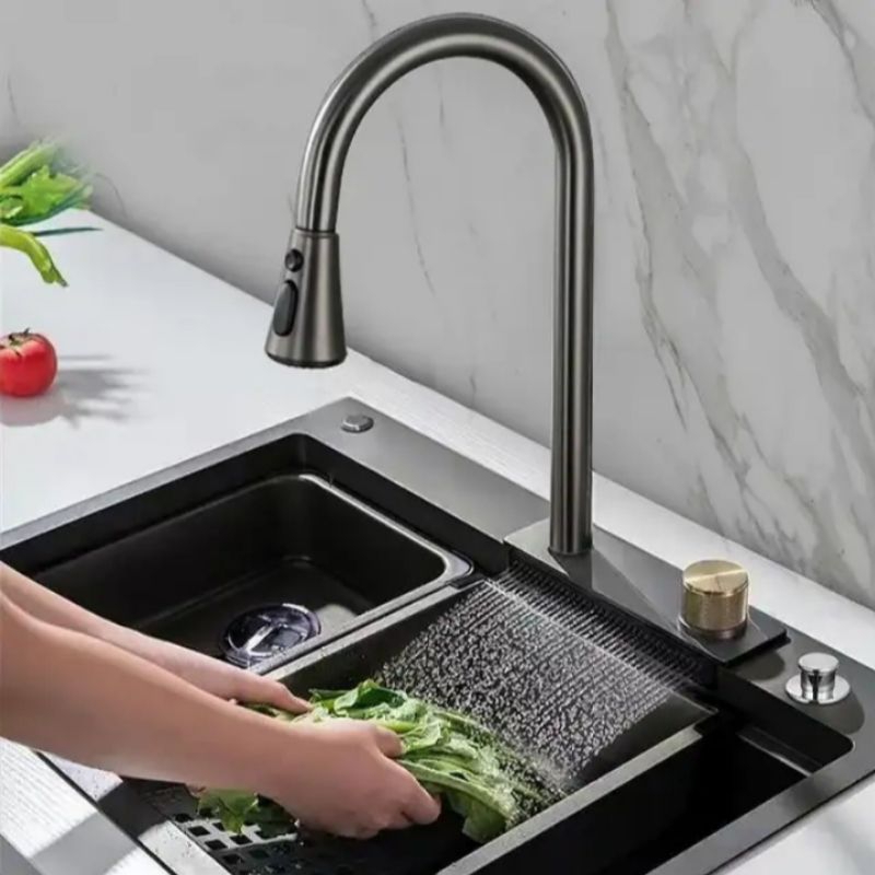 Kitchen Sink Black 7545 Luxury Bak Cuci Piring Hitam 75x45 Sink Kran Tarik Model Ichsan Isan Bolzano