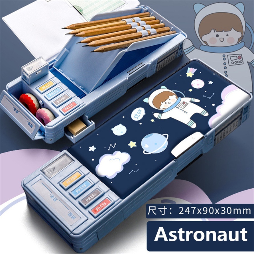 

Estation - Tempat Pensil Multifungsi Motif Unicorn / Dinosaurus / Astronot Untuk Anak Kartun Lapisan