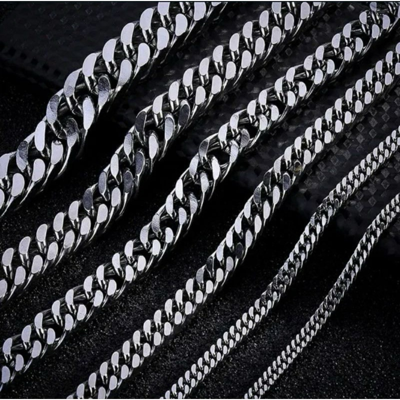 KALUNG PRIA TITANIUM MODEL RANTAI DABEL KULITAS DI JAMIN AWET SLALU LEBAR KECIL SAMAPI BESAR