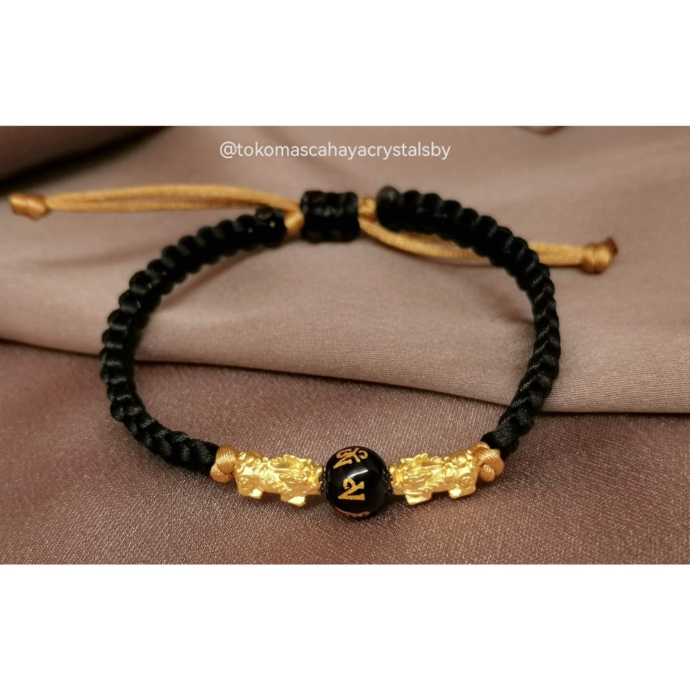 Terl4ku. Gelang 2 Charm Naga / Jilin / pixiu Emas kadar 24k HK Hongkong 999.9% 9999 & Gelang Serut N