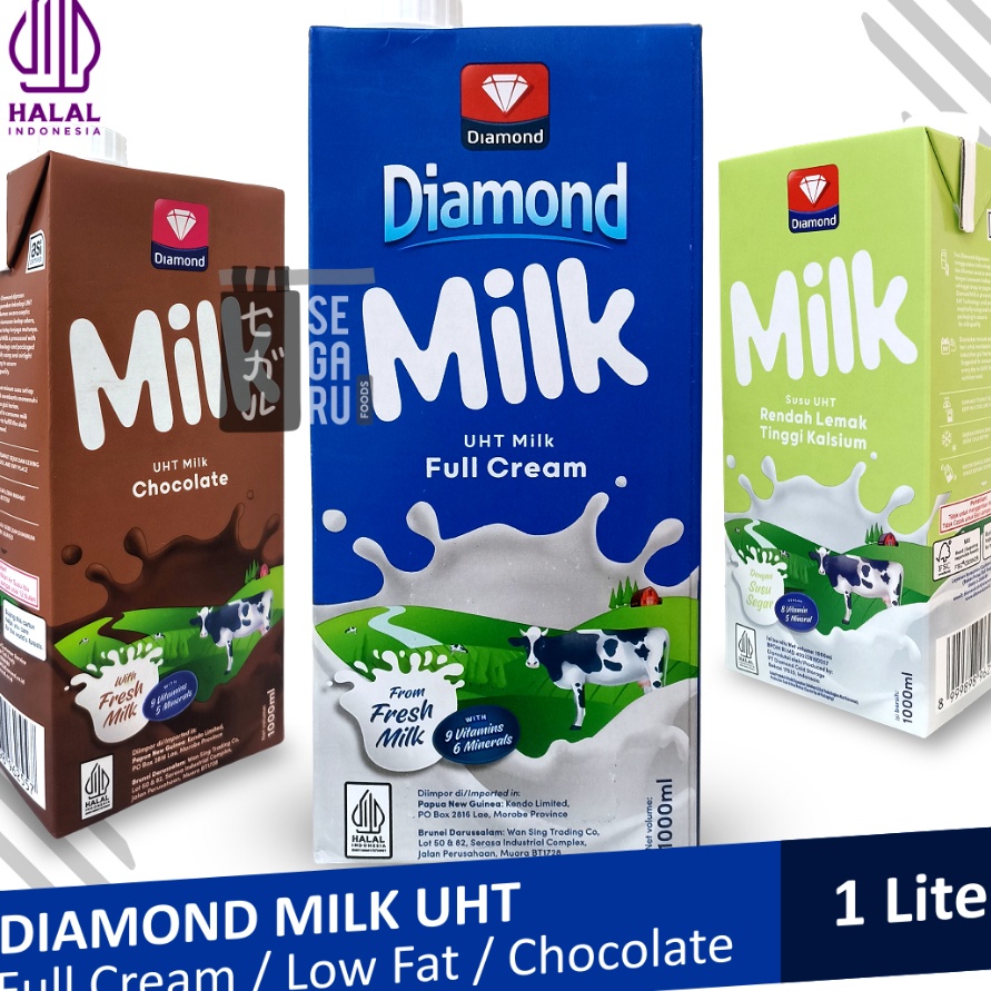 

LCVQ6694 READY STOK Susu Diamond UHT Full Cream / Cokelat / Low Fat 1 Liter