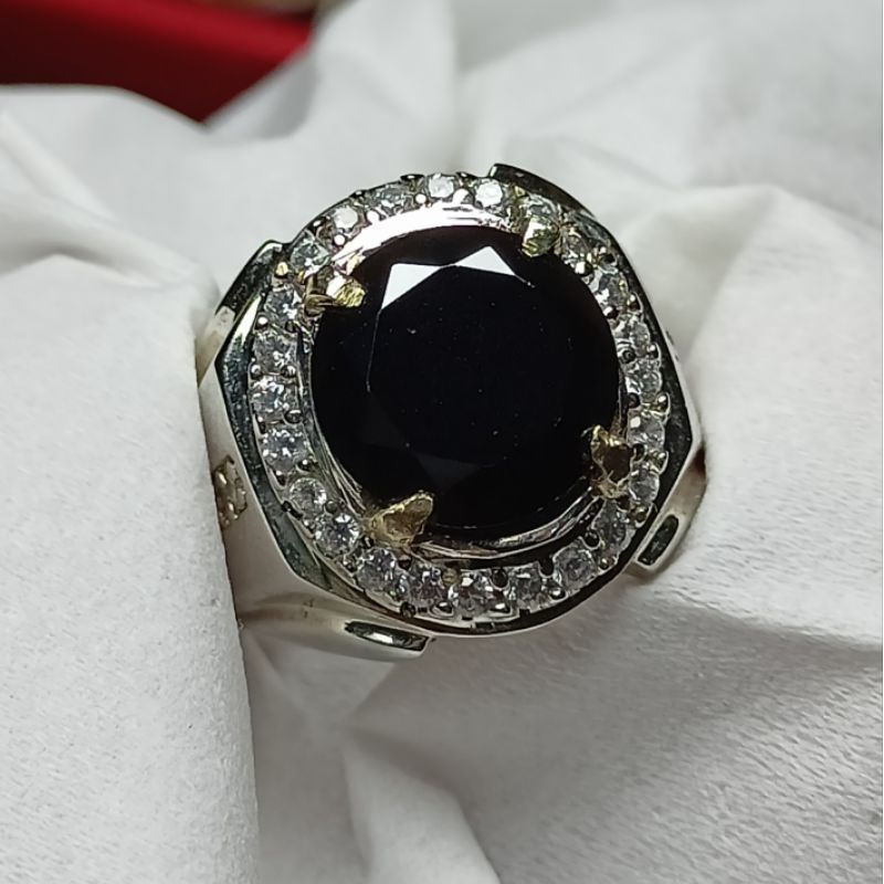 Cincin batu black diamond moissanite