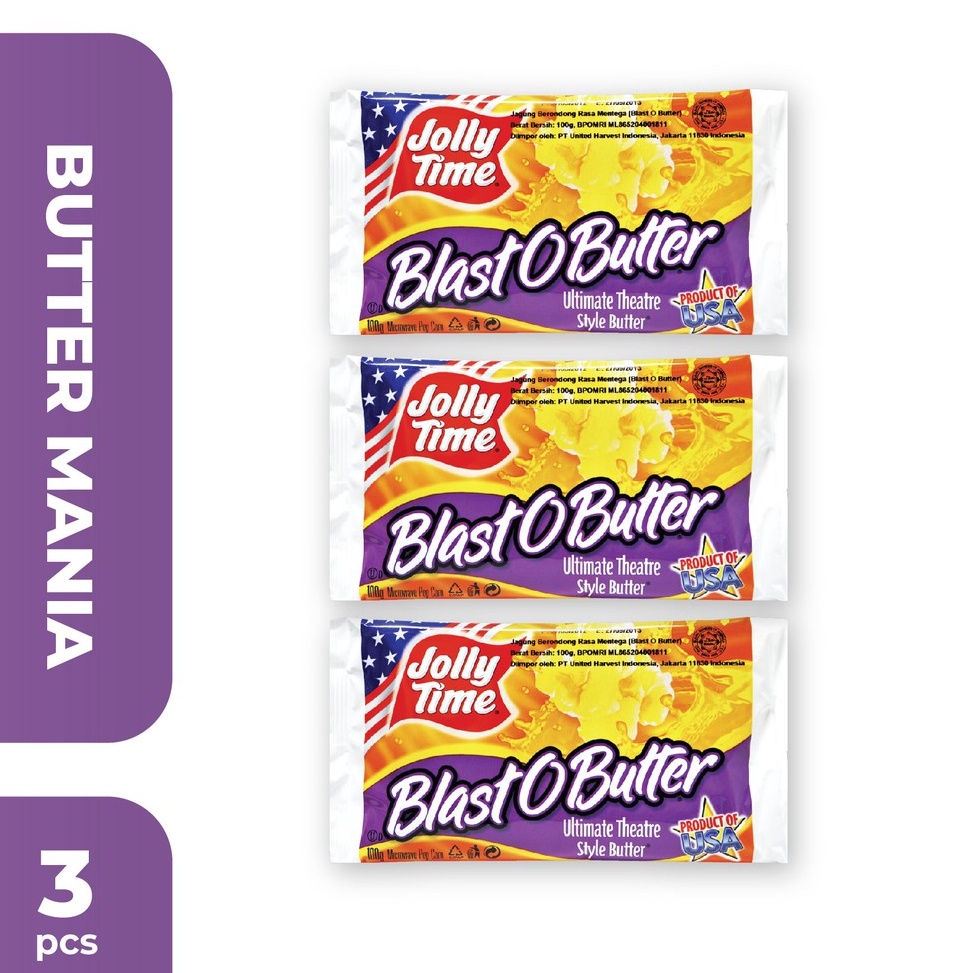 

[✤H52(] Jolly Time - Paket Butter Mania (3BOB) - Mircowave Popcorn New Product