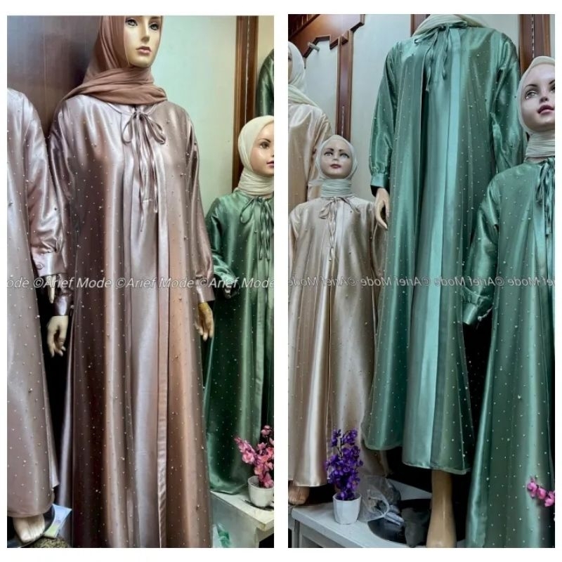 Gamis Satin Cristal Couple Ibu dan Anak Perempuan - Gamis Lebaran - Gamis Pesta