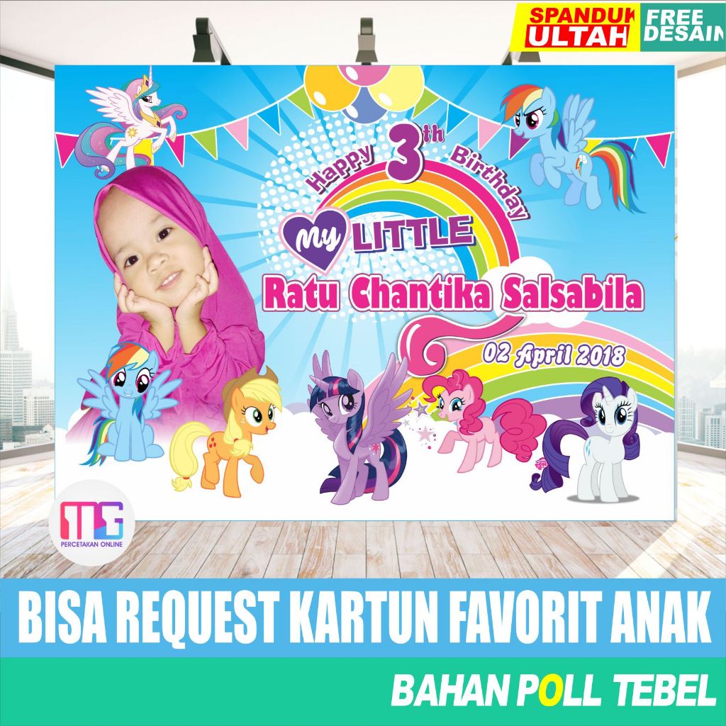 Spanduk Ulang Tahun Anak perempuan Tema my little poni - banner ultah anak laki lakiwinnie the pooh 