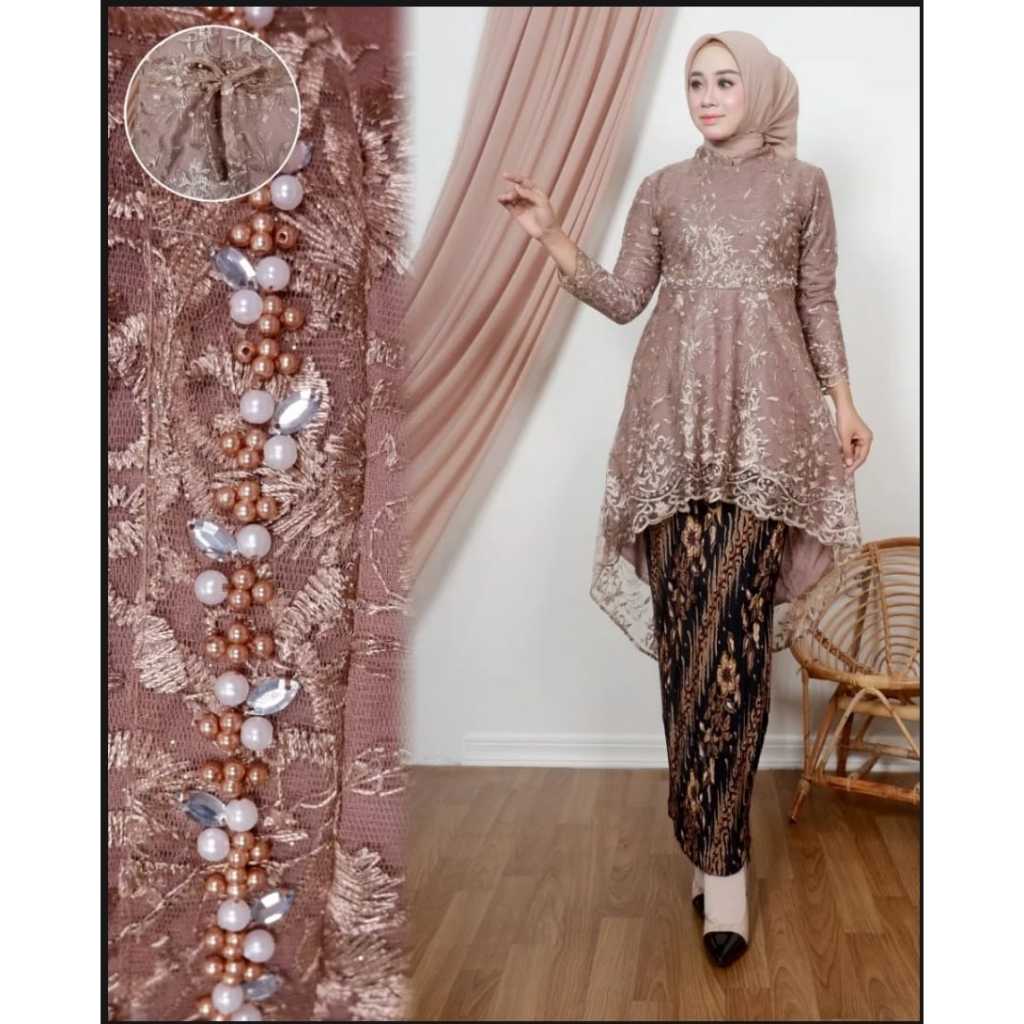 Setelan tunik lesti kejora kebaya lesti payet tengah premium