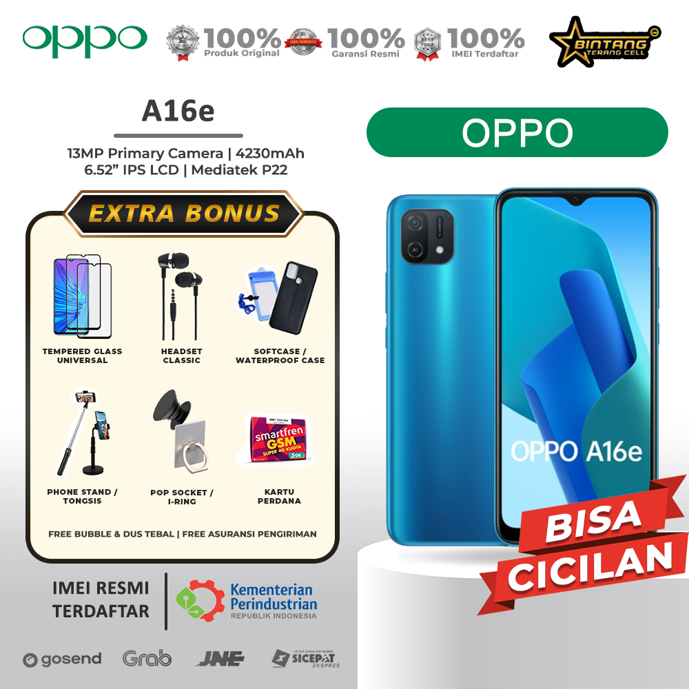 [flashsale]Oppo a16 4/64Gb oppo A16k 4/64Gb oppo A16 3/32Gb A16e oppo a16e Ram 3+32Gb Garansi Resmi