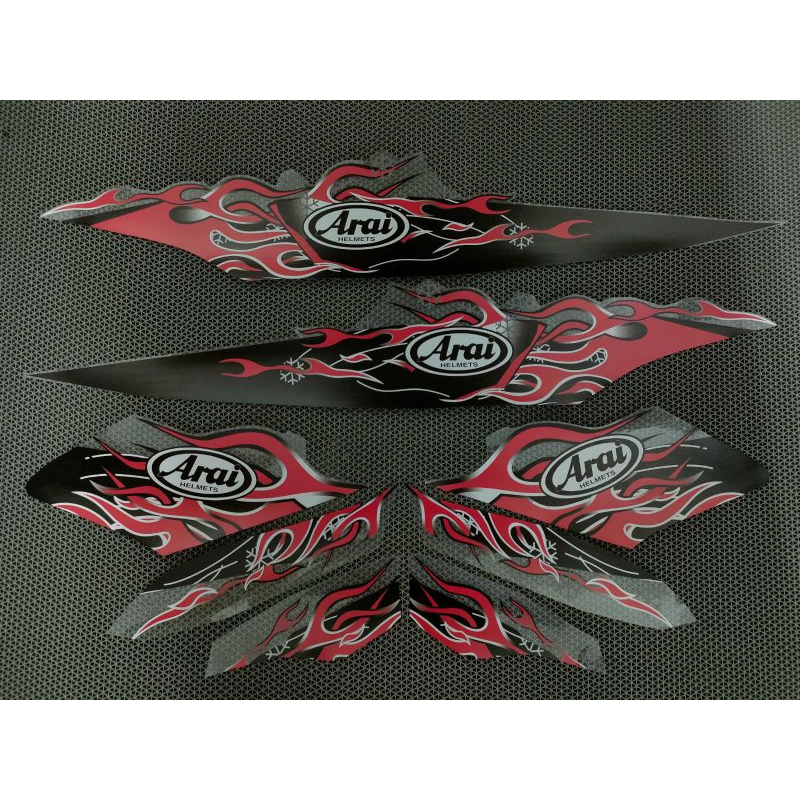 STICKER STRIPING CUSTOM PCX 160 TRANSPARAN MOTIF ARAI MERAH