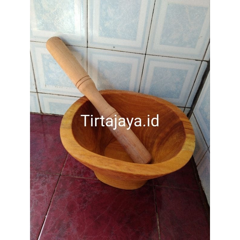 Dulang kayu nangka asli uk 38 FREE HALU alat tumbuk serbaguna