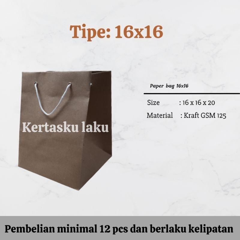 

Paper bag 16x16 (GSM 135) Tas kertas murah untuk donat, P16 L16 T20