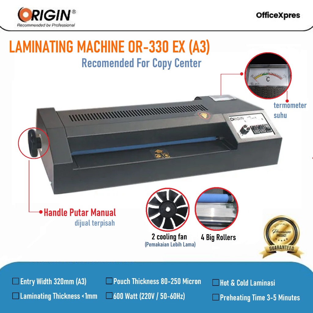 Mesin Laminating OR 330EX / Laminating A3 / Laminator Kertas A3 Origin