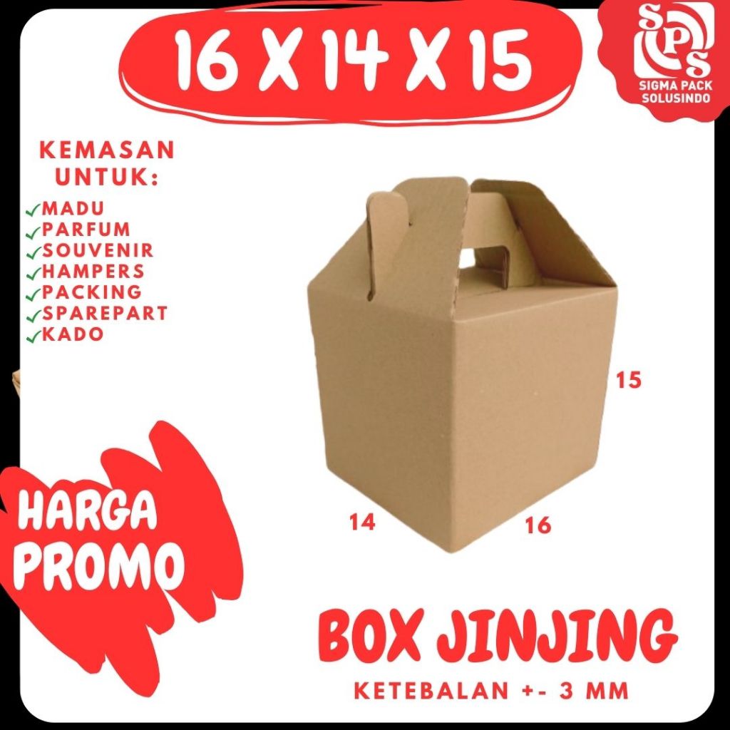 

Kardus Jinjing 16x14x15 Gable Box Dus Packing Kotak Tenteng Kemasan Karton Souvenir Hampers Buah
