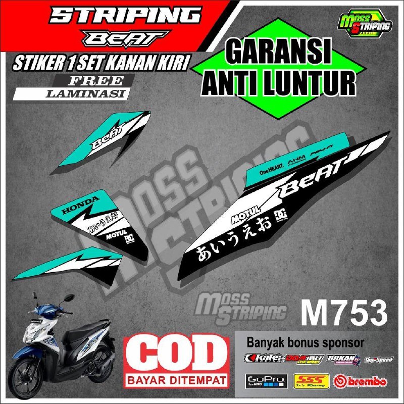 STIKER STRIPING STICKER MOTOR BEAT FI INJEKSI THN 2013 2014 2015 2016 M753 SETICKER SETRIPING SETIKE