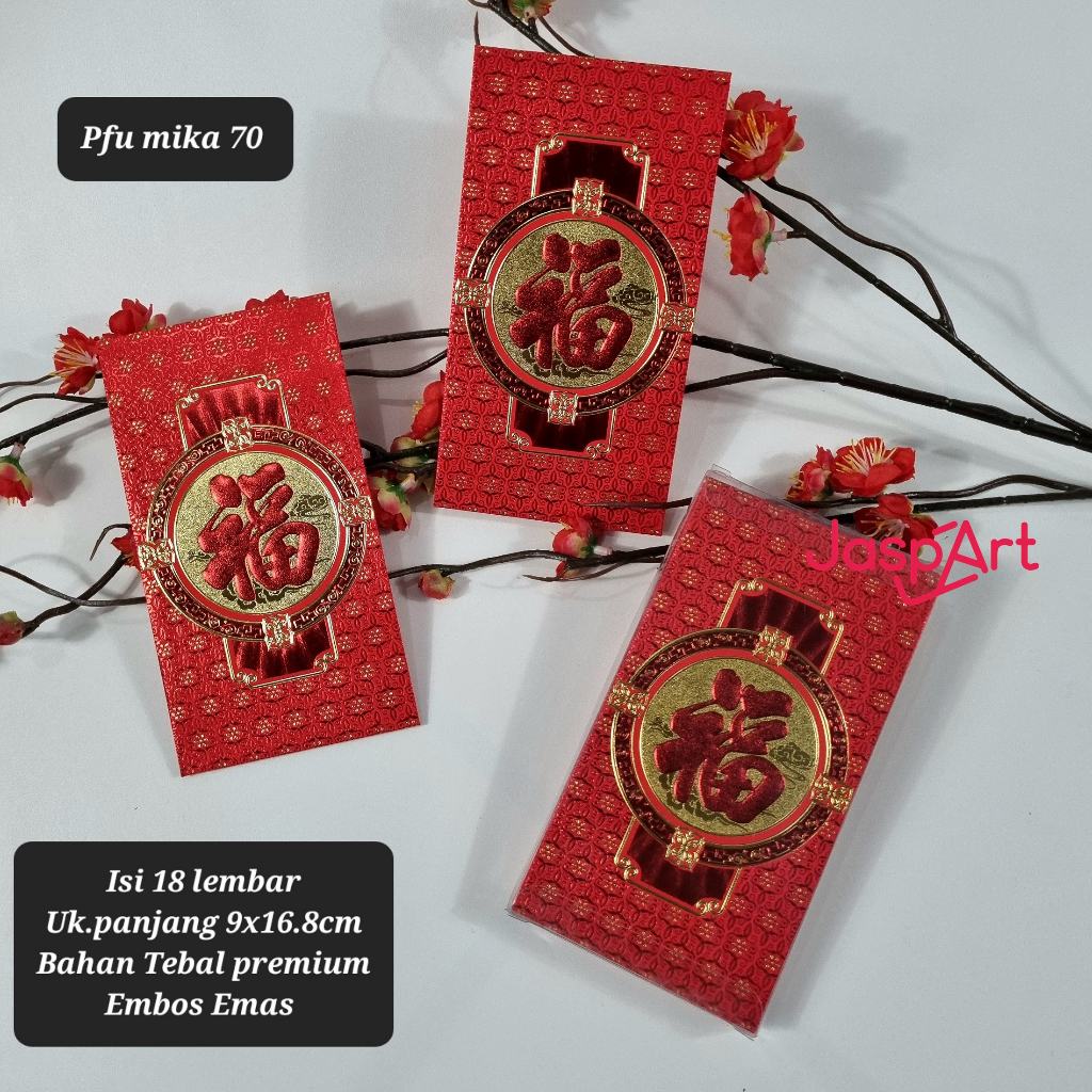 

ANGPAO IMLEK FUK PANJANG FU ISI 20 LEMBAR FUNG PAU HONGBAO FUK KOTAK MIKA FUKMIKA UKURAN PANJANG KEMASAN