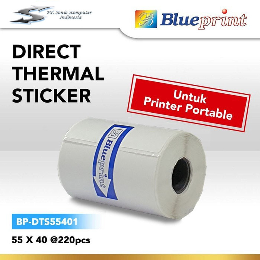 

Direct Thermal Sticker / Label Stiker BLUEPRINT 55x40x1 Line @ 40mm isi 220