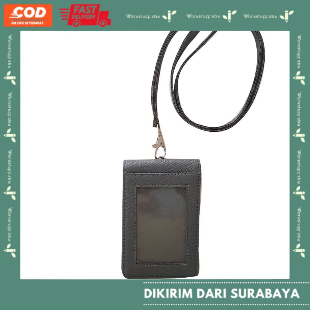 

Tempat Kartu ID Card Holder Name Tag Abu Abu Lanyard Mika Kancing Bolak Balik Termurah Berkualitas