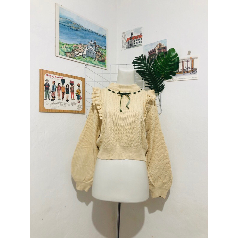 Zara Ruffle Baloon Sleeve Sweater