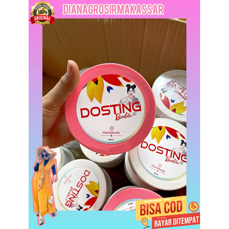 Handbody dosting barbie 500ML | Hb dosting barbie pot putih & pink | hb berbie isi full & kental uku