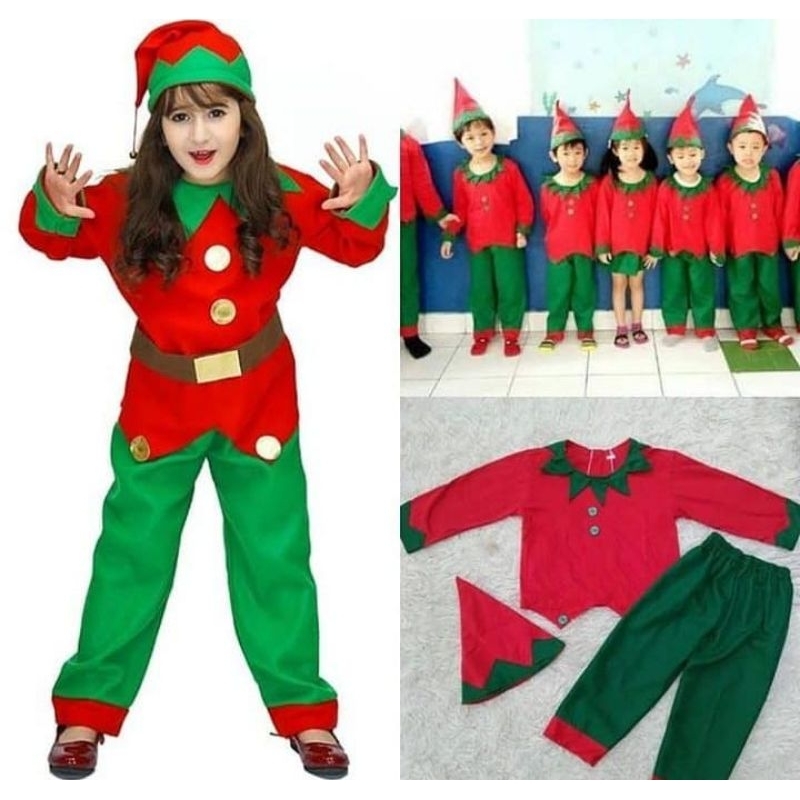 BAJU NATAL (FREE TOPI)/KOSTUM NATAL/KOSTUM ANAK MURAH/BAJU NATAL/BAJU ANAK MURAH/BAJU NATAL ANAK LAK