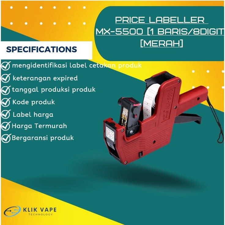 

TERMURAH Price Labeller MX-5500 [1 Baris/8 Digit] [Merah]