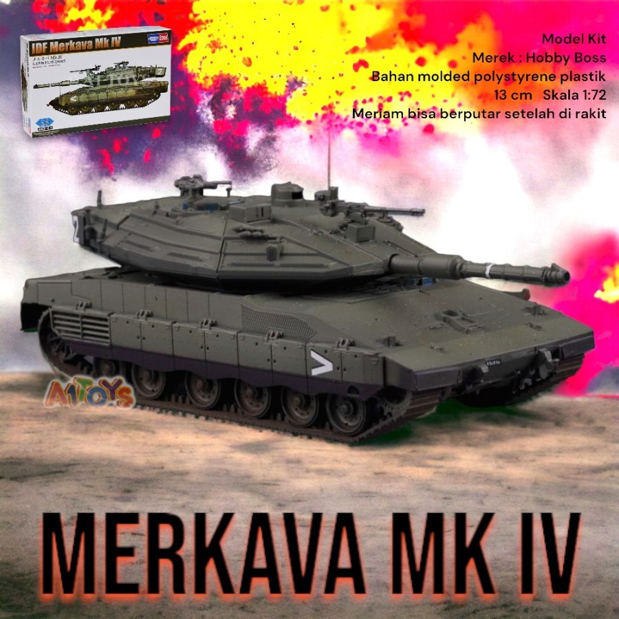 Model Kit miniatur tank IDF Merkava Mk IV Hobby Boss 13 cm 1:72