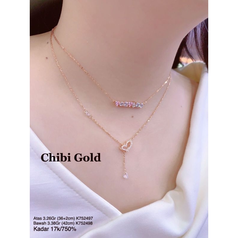 CHIBIGOLD - kalung koye love juntai  emas 750 kadar 17k K752497 - chibi gold