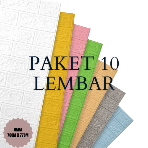 PAKET 10 LEMBAR Wallpaper Populer 3D Foam Wallfoam Motif Bata Dekorasi Rumah Tebal 6mm (SERI A)