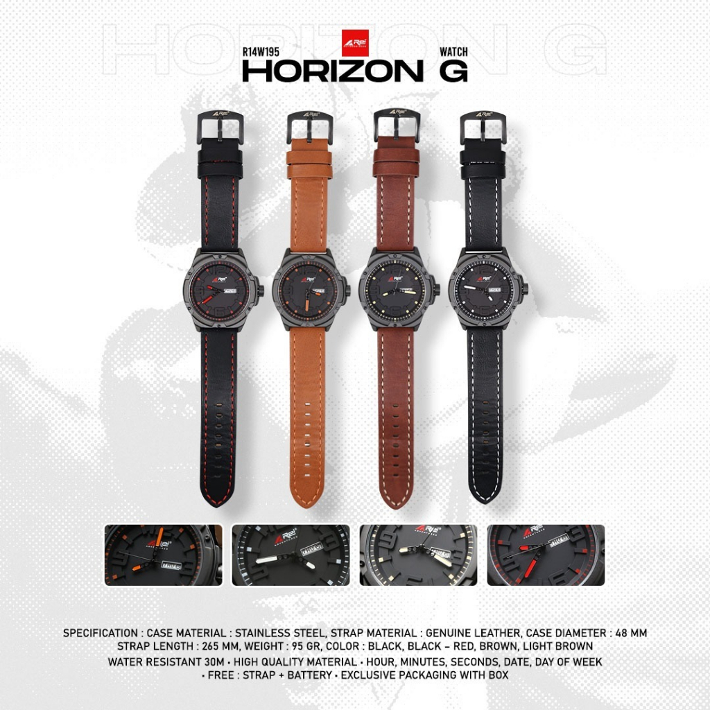 Jam Tangan ANALOG Pria Horizon G Arei Outdoorgear - Jam Tangan Kulit Pria REI HORIZON G WATER RESIST