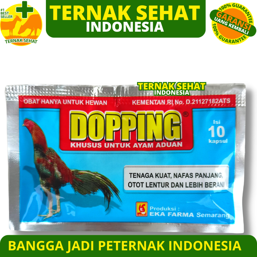 DOPPING AYAM 10 KAPSUL (1 SACHET) EKA FARMA - Suplemen Penambah Stamina Ayam Aduan Laga - Doping Aya