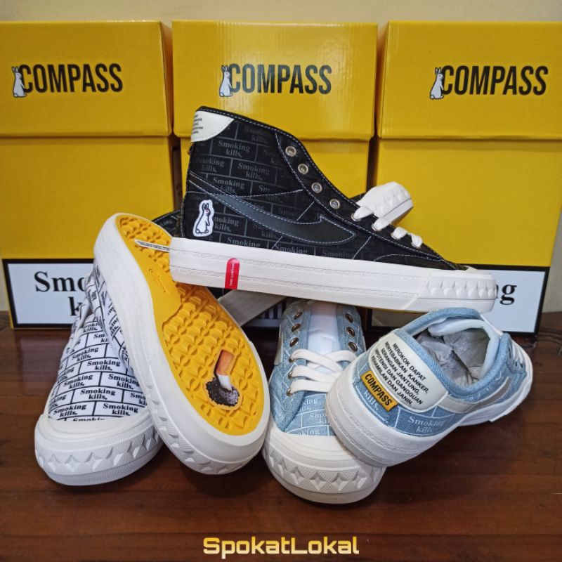 Sepatu Compass X Fxxking Rabbits Fr2 Smoking Kills Low, High & Slip On Size 36 - 45 Original BNIB Fu