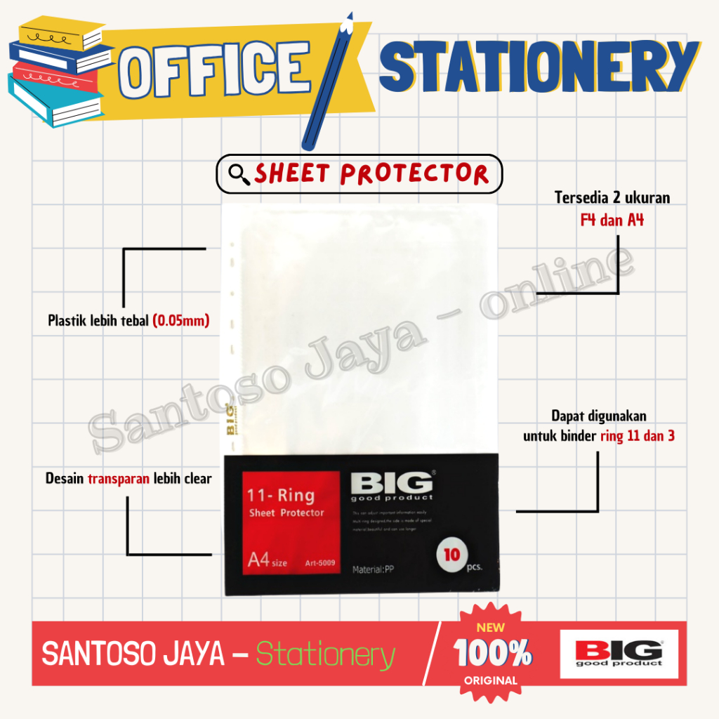 

Plastik Pocket - Pelindung Dokumen - Sheet Protector BIG - Pockets Transparant F4 & A4