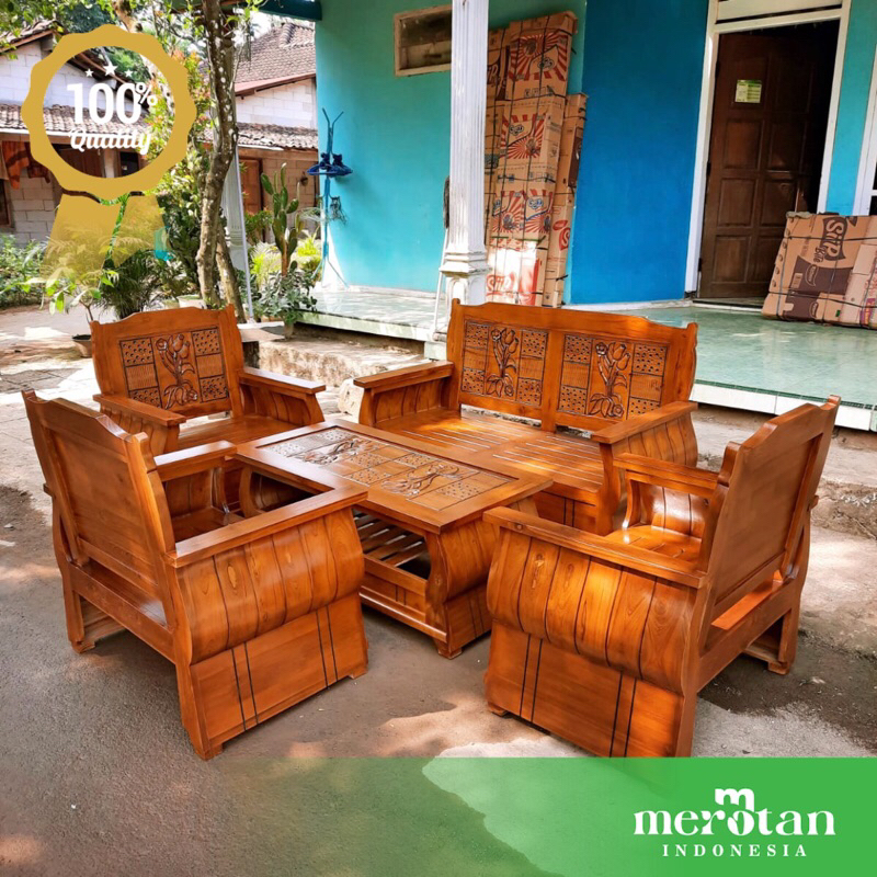 Set Kursi Tamu Jati / Sofa Tamu Jati Mewah / Kursi Tamu Minimalis