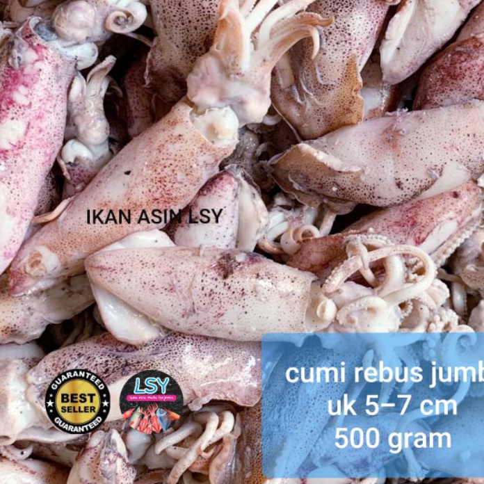 

KODE MCX550 ikan asin cumi rebus/sotong rebus size jumbo 500gr