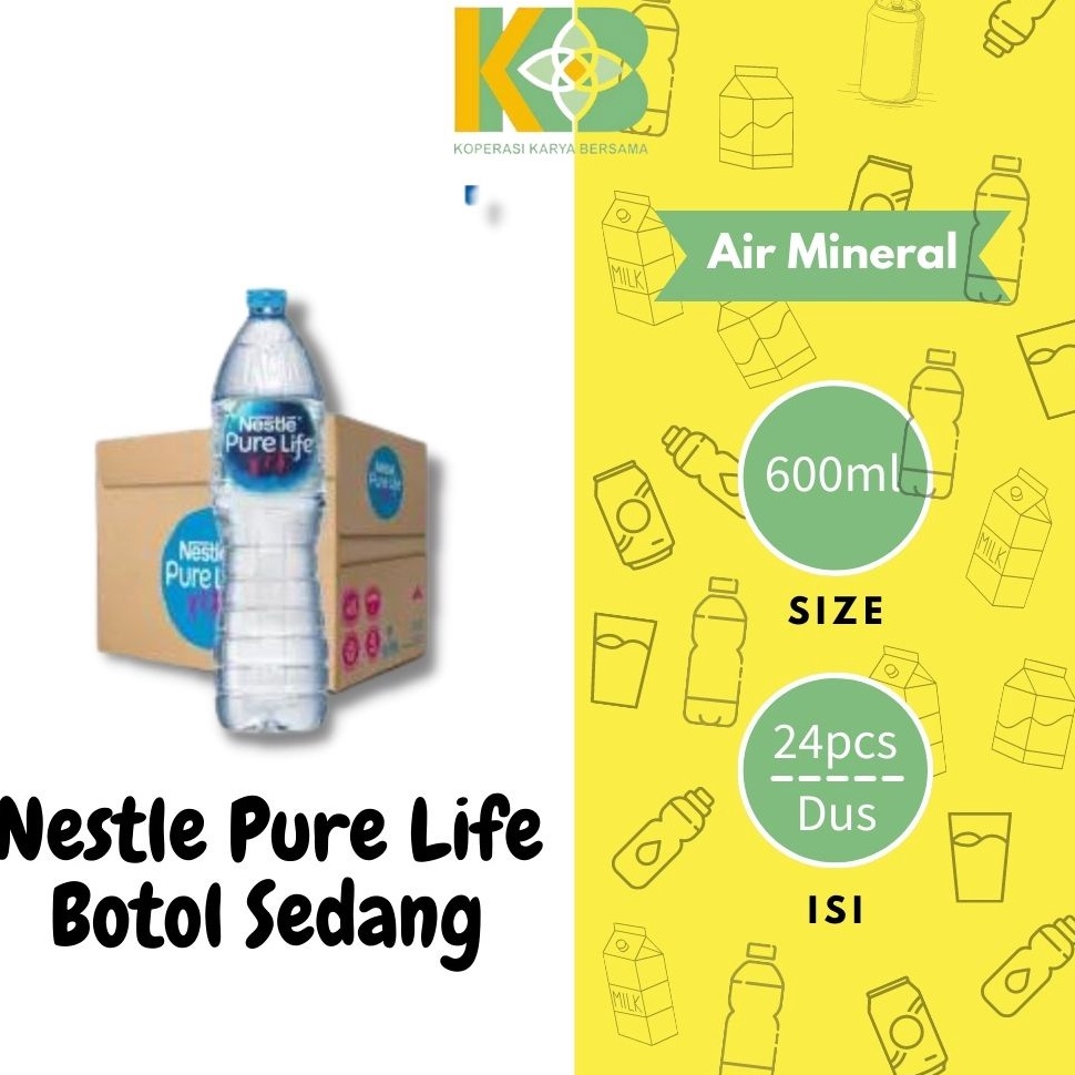 

➙Ready➥ Nestle Pure Life 600ml Isi 24 Pcs F33 ✺