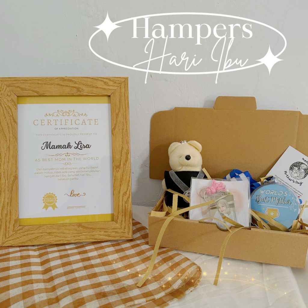 [FREE BOX] Kado Hadiah Hampers Hari Ibu/Hari Ayah Sertifikat Medali Buket Bunga Custom ByAnisa