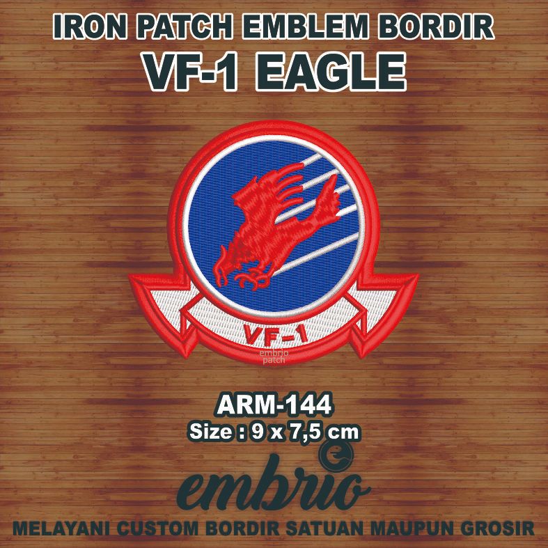 ARM-144 Patch VF-1 Eagle Squadron U.S Army Jaket Top Gun Jacket us airforce Patches - 9x7,5cm - Embr