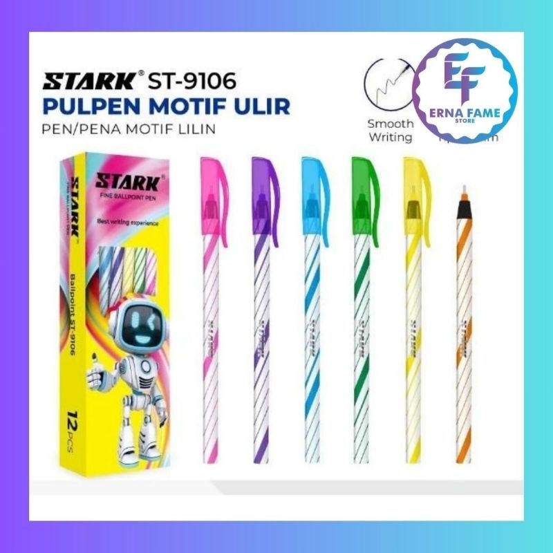 

12 Pcs Pulpen Ulir Stark / Ballpoint Lilin Termurah