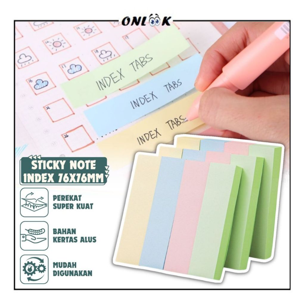 

Sticky Note Index 76X76MM 100 Lembar / Kertas Kecil Pembatas Buku Penanda Halaman Penting / Notes Stick Paper 100 Sheets / Catatan Mini Pengingat Tugas Sekolah Pekerjaan Job Reminder / Memo Pesan Tempel Komputer Telepon Meja Kerja Warna Pastel