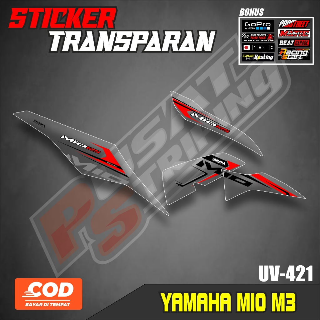 Variasi Terbaru Stiker Transparan UV Motor Mio M3 - Sticker Motor Yamaha Mio M3