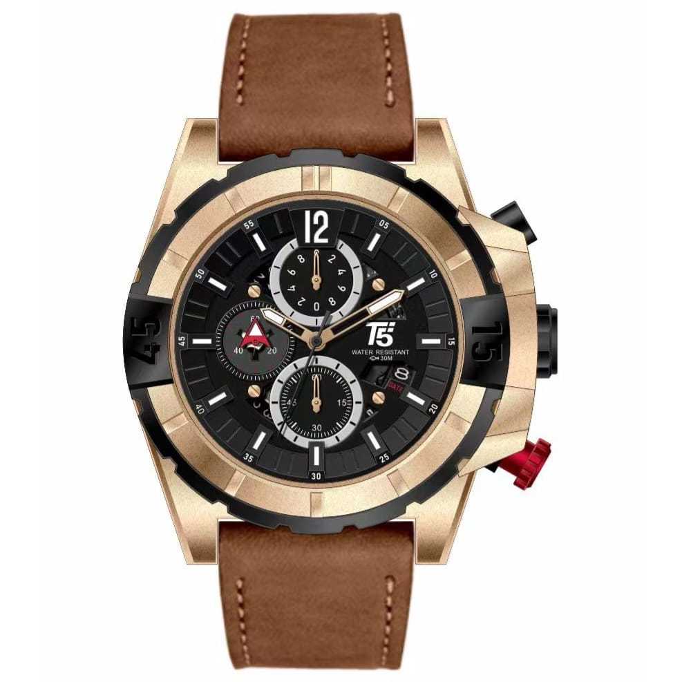 Jam Tangan Pria T5 H 4047G Original Chrono Aktif Strap Kulit