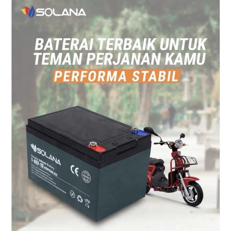 Baterai Aki 12V 12AH Battery Aki Sepeda listrik Deep Cycle Solana