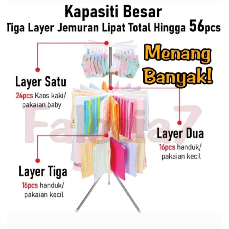 Rak jemuran Baju Anak / jemuran pakaian bayi / jemuran baju bayi 3 tingkat Pekanbaru