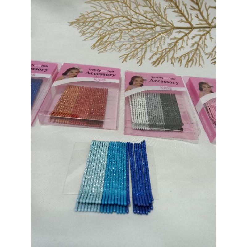 JEPIT LIDI GLITER PASIR WARNA RENDOM HARGA PER KOTAK ISI 24 PCS