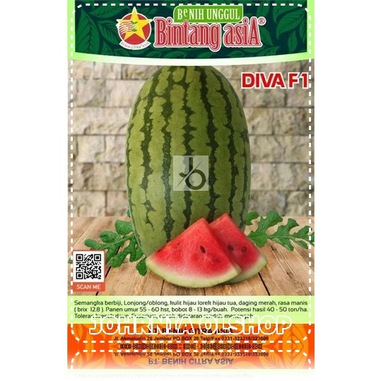 Johrnia 2 Benih Biji Semangka DIVA F1