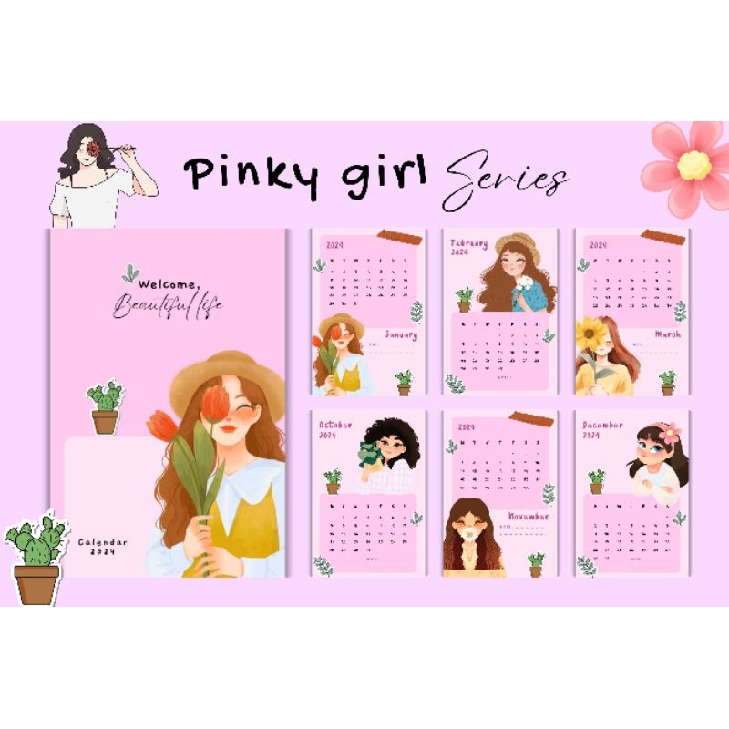 

KALENDER 2024 PINKY SERIES Kalender Meja Desk Calendar Aesthetic