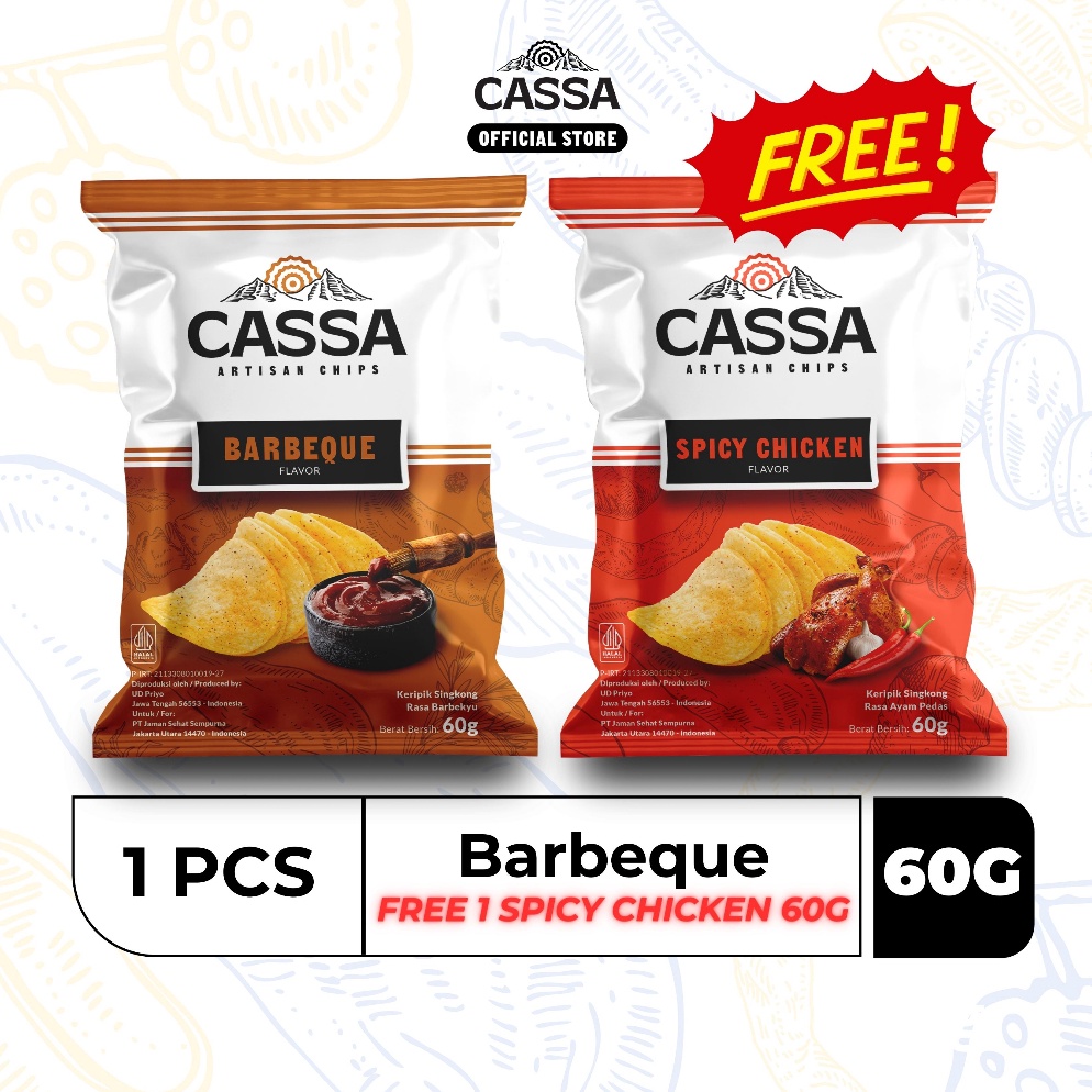 

YD87 Cassa Artisan Chips Barbeque 60gr Free Spicy Chicken 60gr Sale