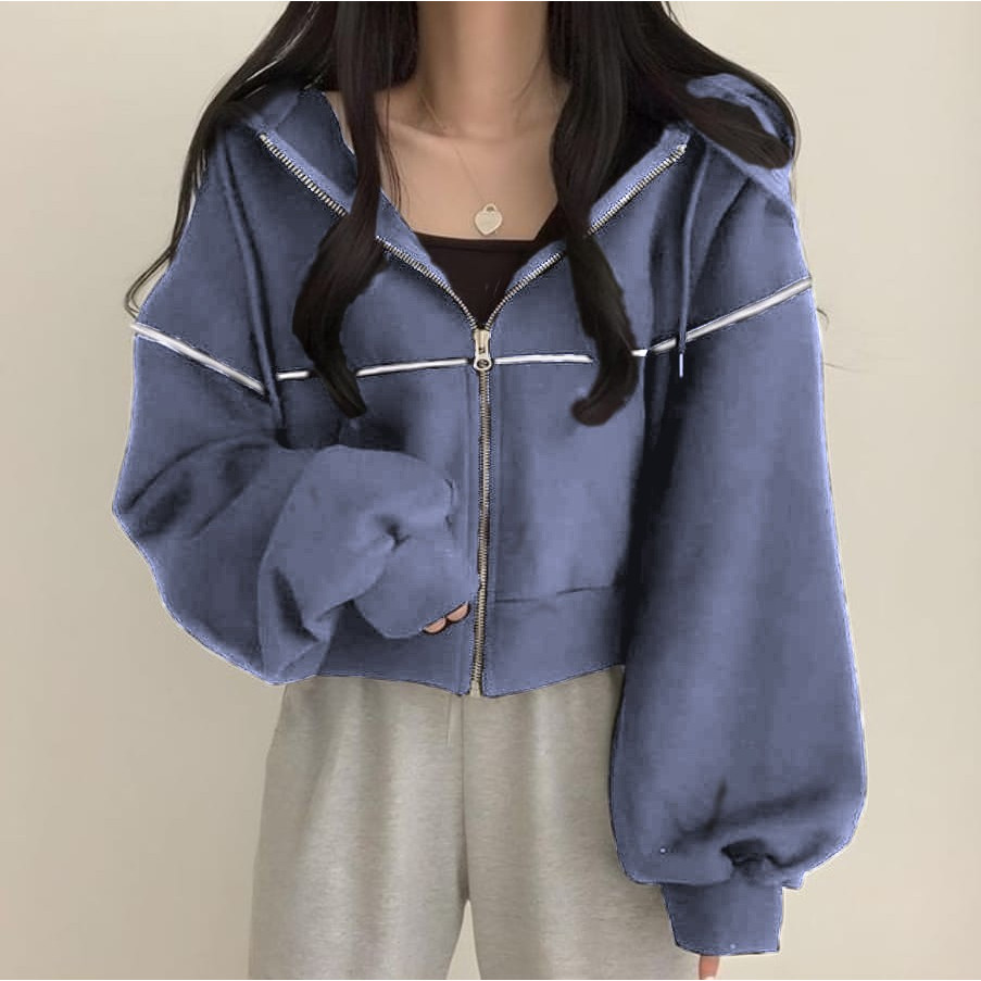 BIG PROMO LILY CROOPE HOODIE JAKET WANITA - JAKET CROPE WANITA - JAKET HOODIE