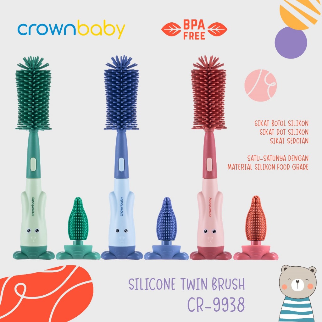 Crown Sikat Botol Silicone 2in1 Sikat Silikon Pembersih Botol Susu Bayi