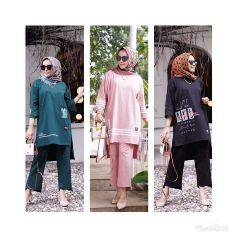 SETELAN KAOS JUMBO // SET TUNIK WANITA LIST ORIGINAL