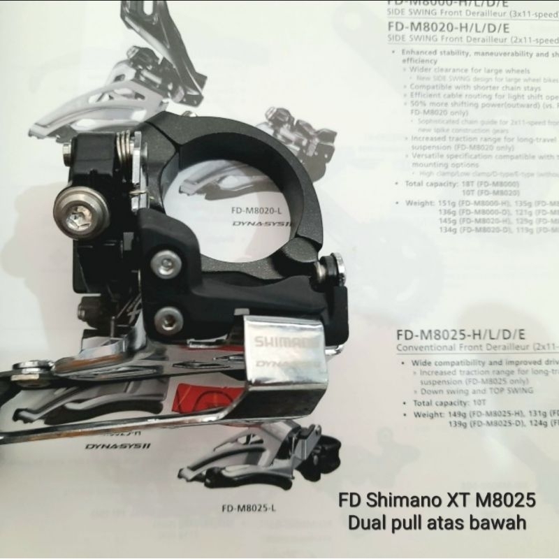 FD SHIMANO DEORE XT M8025 PENGOPER GIR DEPAN SEPEDA DUAL PULL ATAS BAWAH ORIGINAL